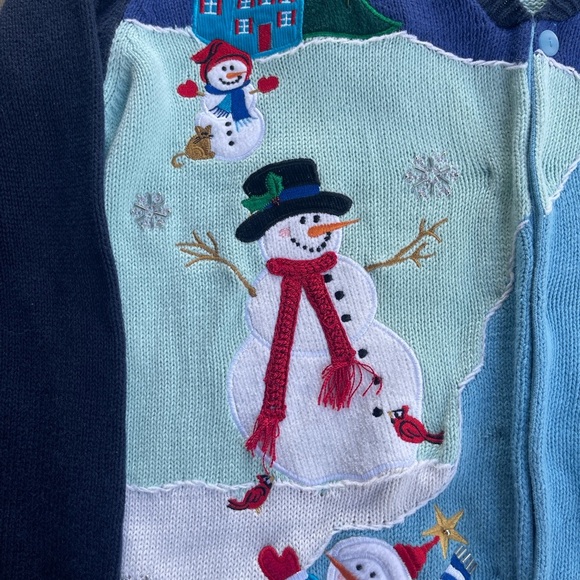 THE QUACKER FACTORY Christmas Cardigan Size Large Snowman Family - Picture 4 of 8